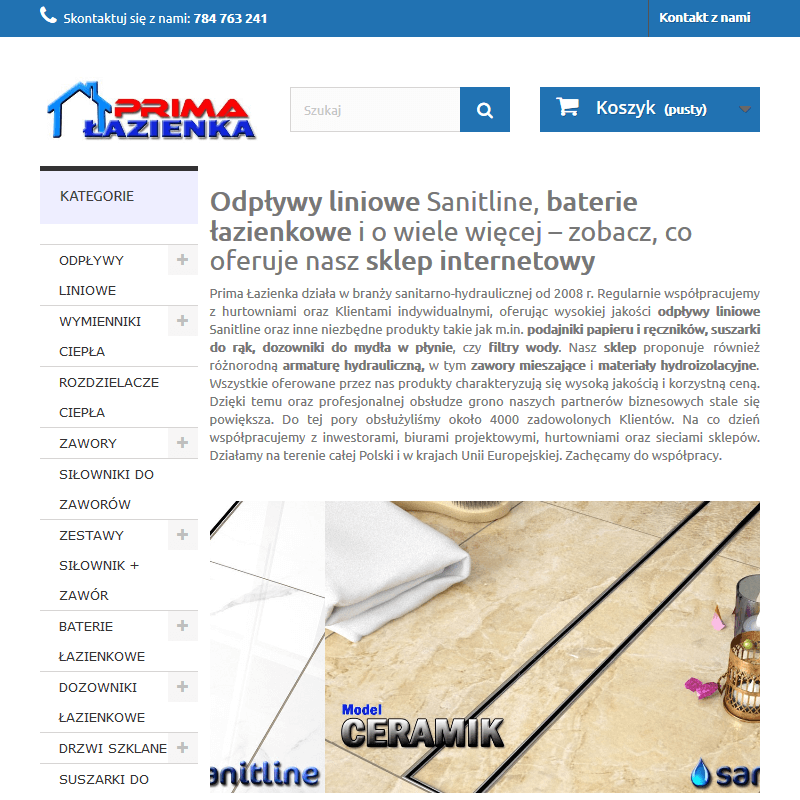 Ścienne odpływy liniowe do prysznica